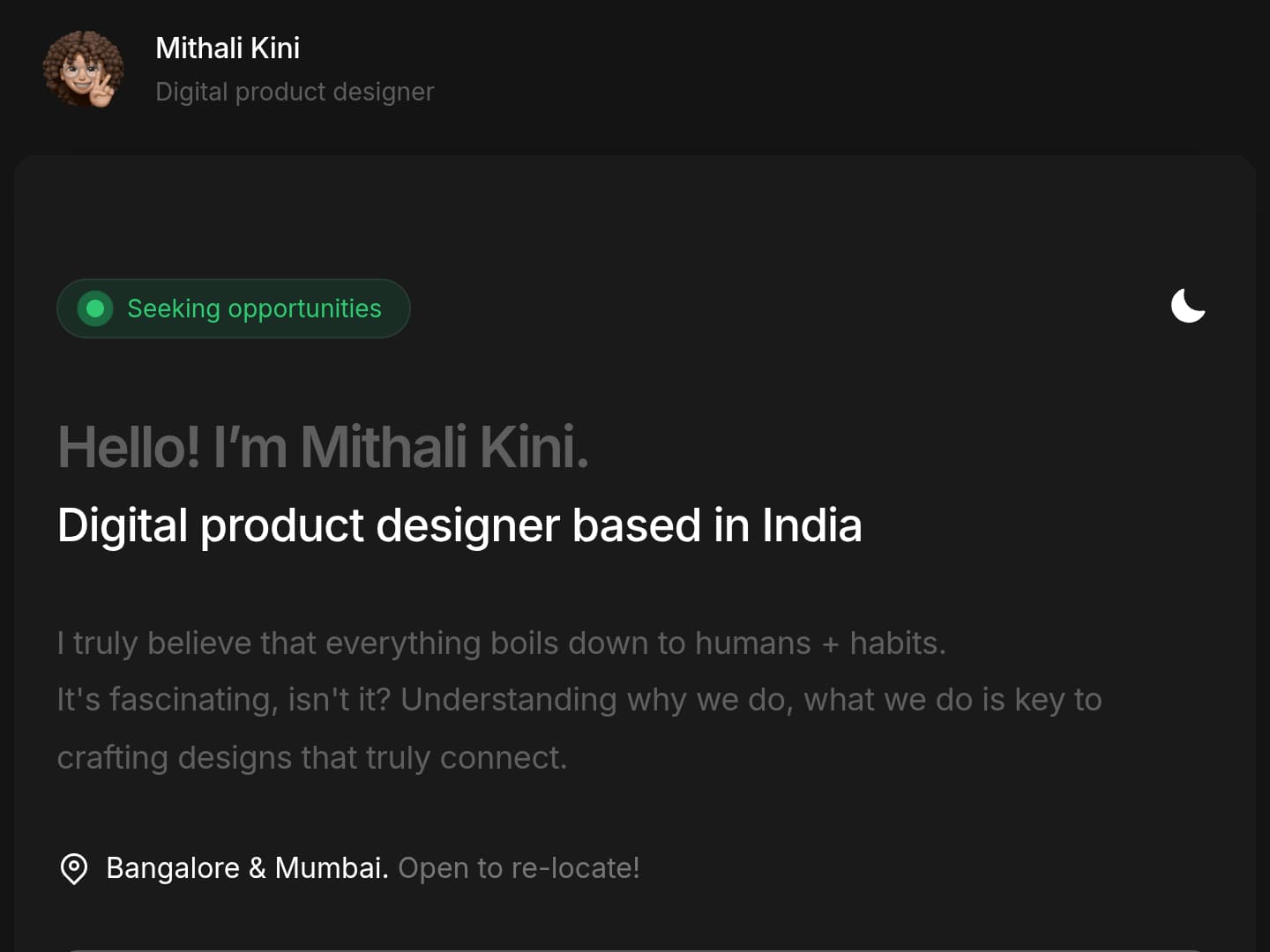 Mithali Kini Portfolio