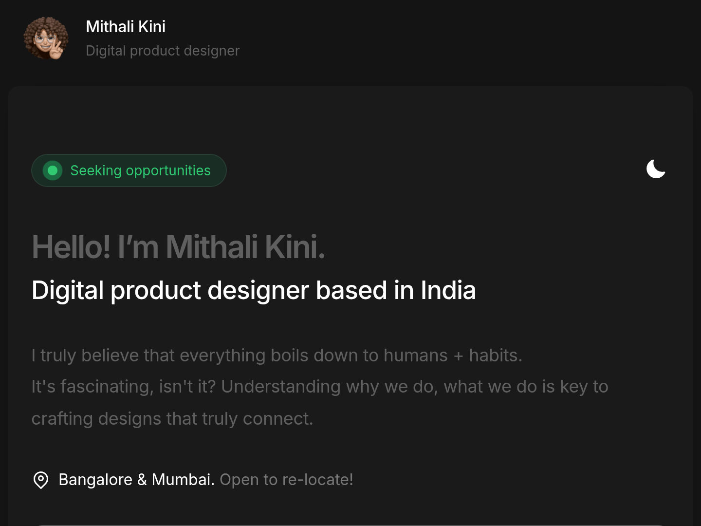 Mithali Kini Portfolio